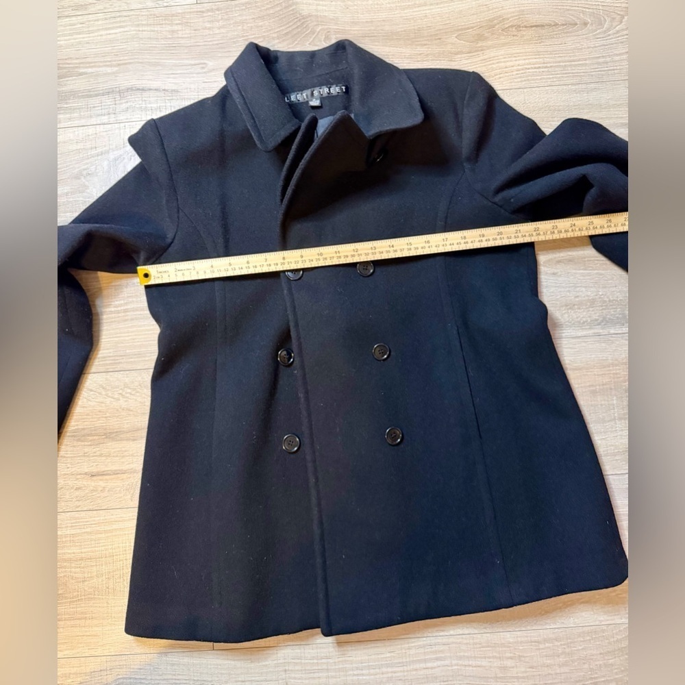 Fleet Street Women’s Black Wool Pea Coat Size M – Classic Double-Breasted Jacket - Picture 7 of 11